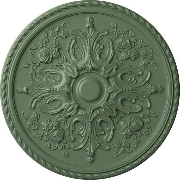 Ekena Millwork Bradford Ceiling Medallion (Fits Canopies up to 6 5/8"), Hnd-Painted Athenian Green, 32 5/8"OD x 2"P CM32BRAGF - main